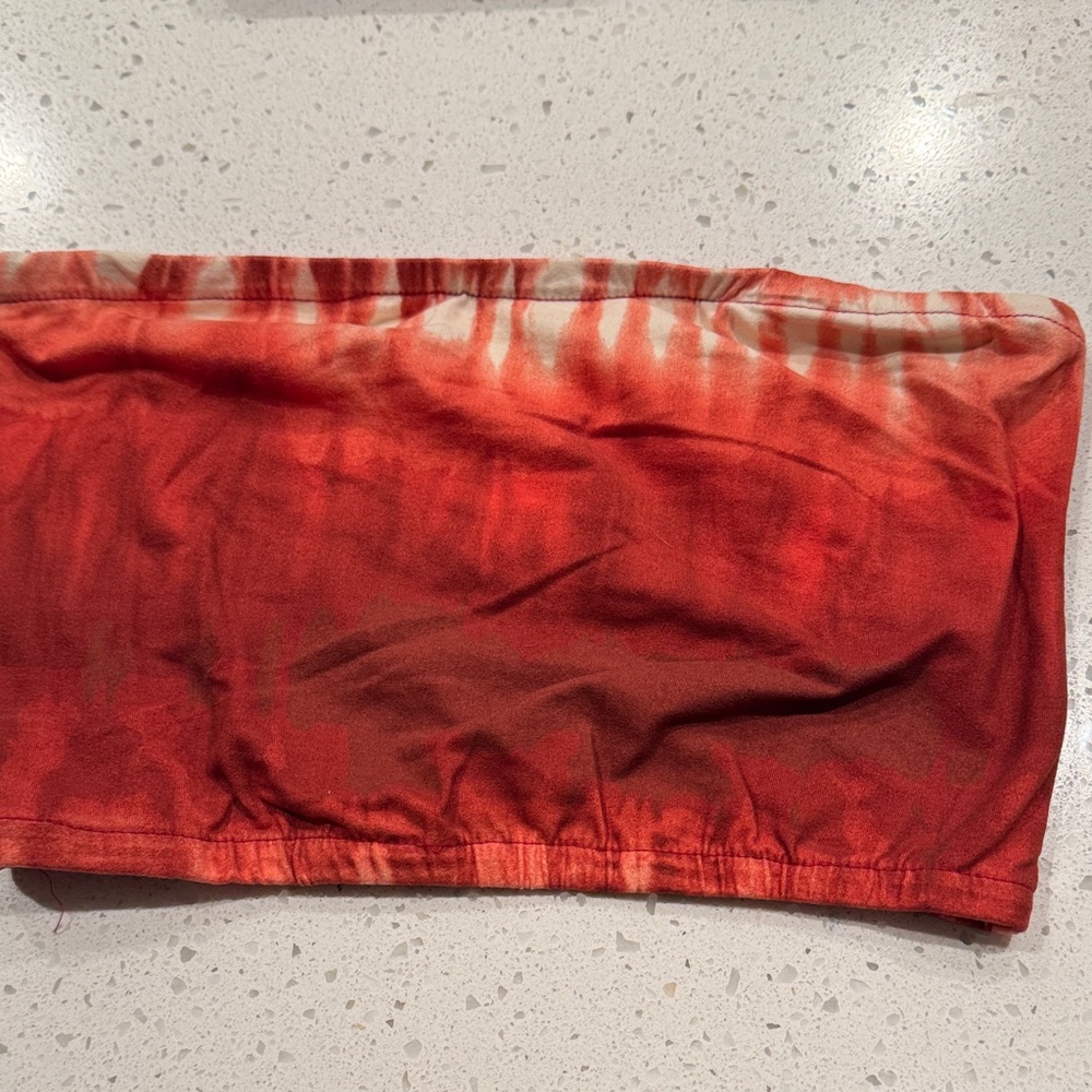 Red Tie-Dye Tube Top
